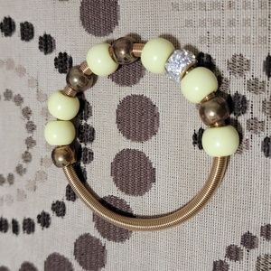 Bronze Copper Stretch Yellow Bead Bracelet